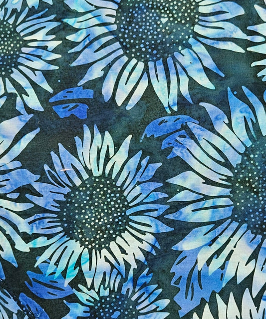 Blue Sunflowers Hoffman Bali Batik