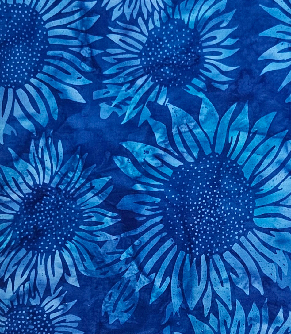 Cobalt Sunflowers Hoffman Bali Batik