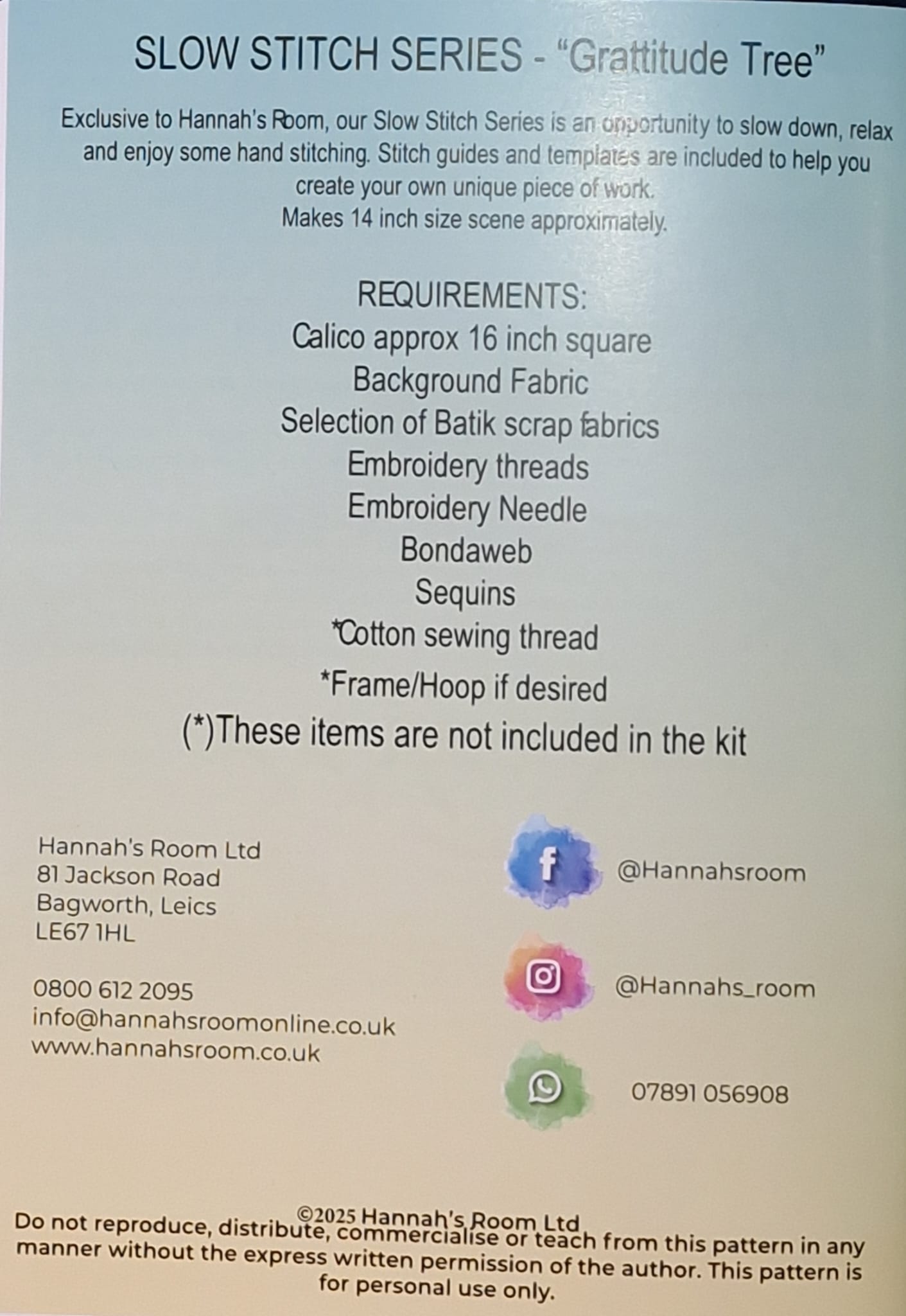 Gratitude Tree- Slow Stitch Kit