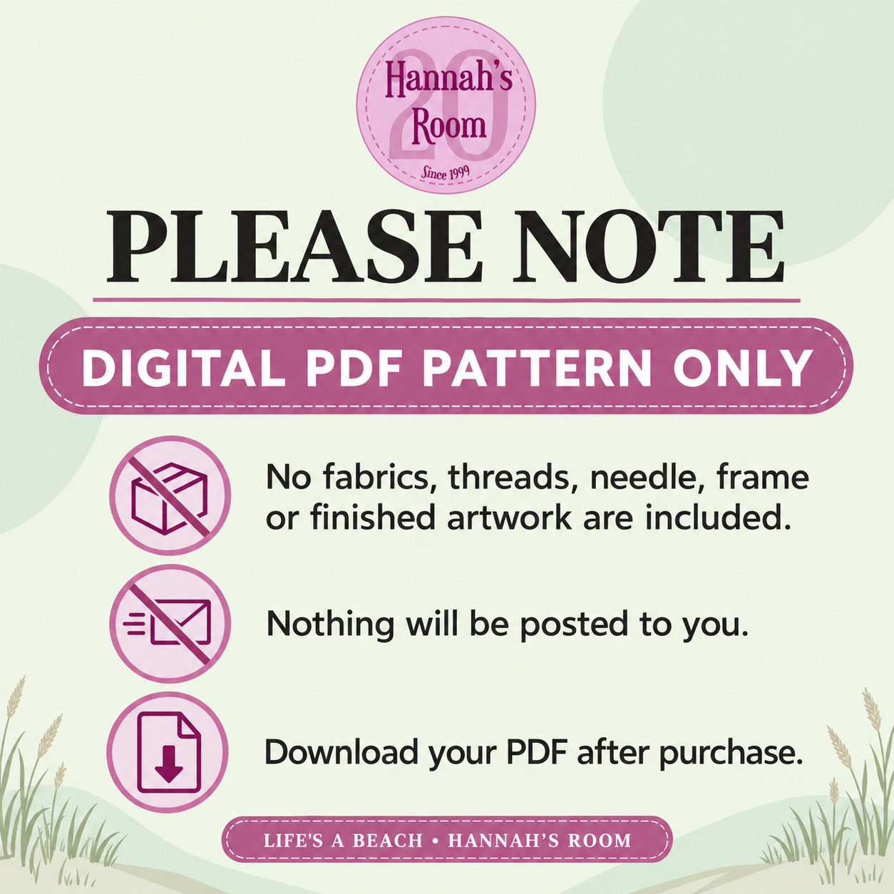 Life's A Beach Slow Stitch Pattern – Digital Download Pattern Only