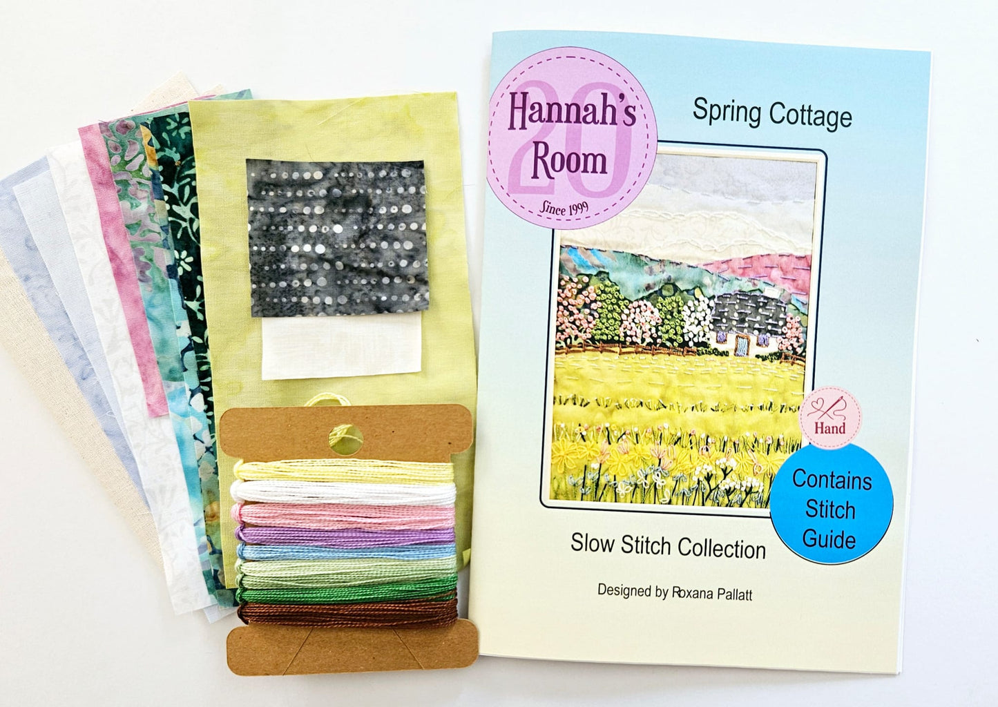 Spring Cottage Slow Stitch Kit – Hand Embroidery & Fabric Collage Project – DIY Textile Art – Relaxing Mindful Craft Gift
