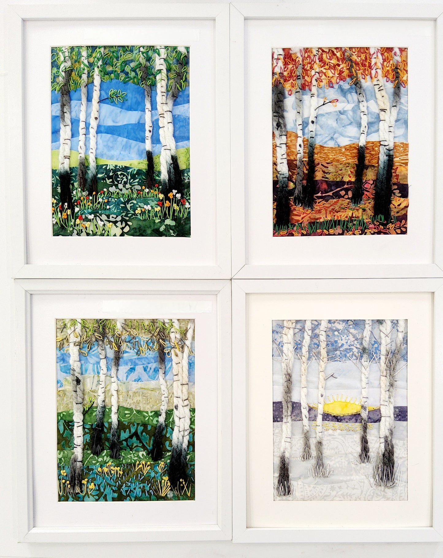 Silver Birch Four Seasons Slow Stitch Kit Collection – Spring, Summer, Autumn & Winter Woodland Textile Art