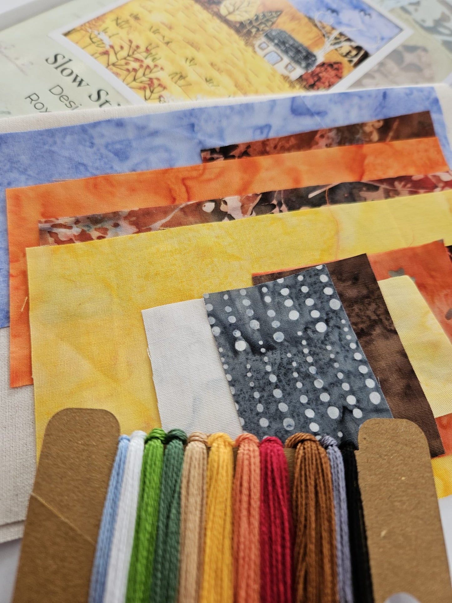Autumn Cottage Slow Stitch Kit – Hand Embroidery & Fabric Collage Project – DIY Textile Art – Relaxing Mindful Craft Gift