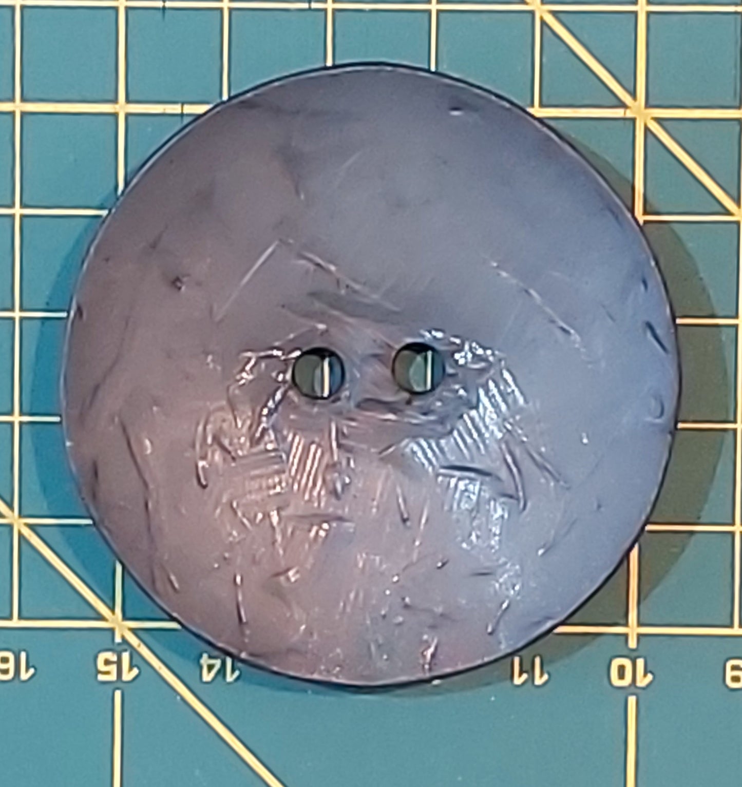 Large Circle Coconut Button - Teal Grey