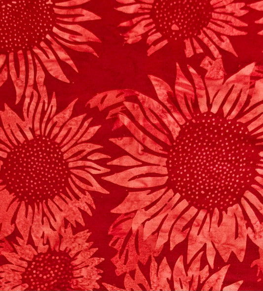 Red Sunflowers Hoffman Bali Batik
