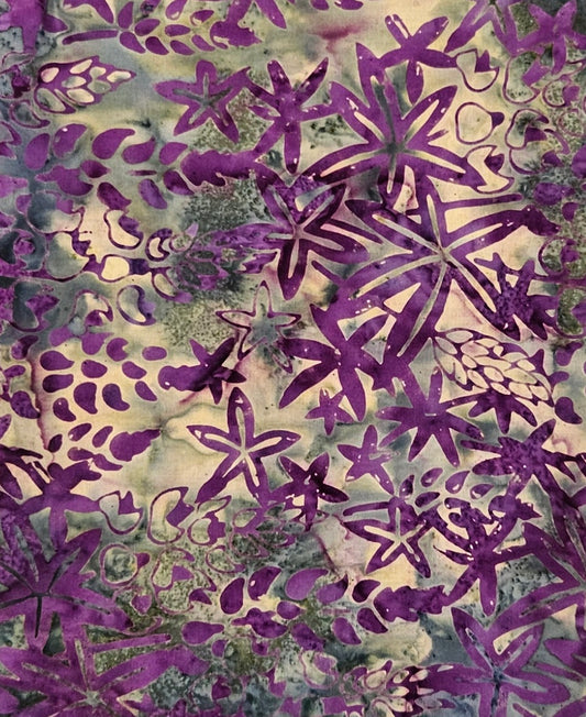Mauve Star Flowers Hoffman Bali Batik