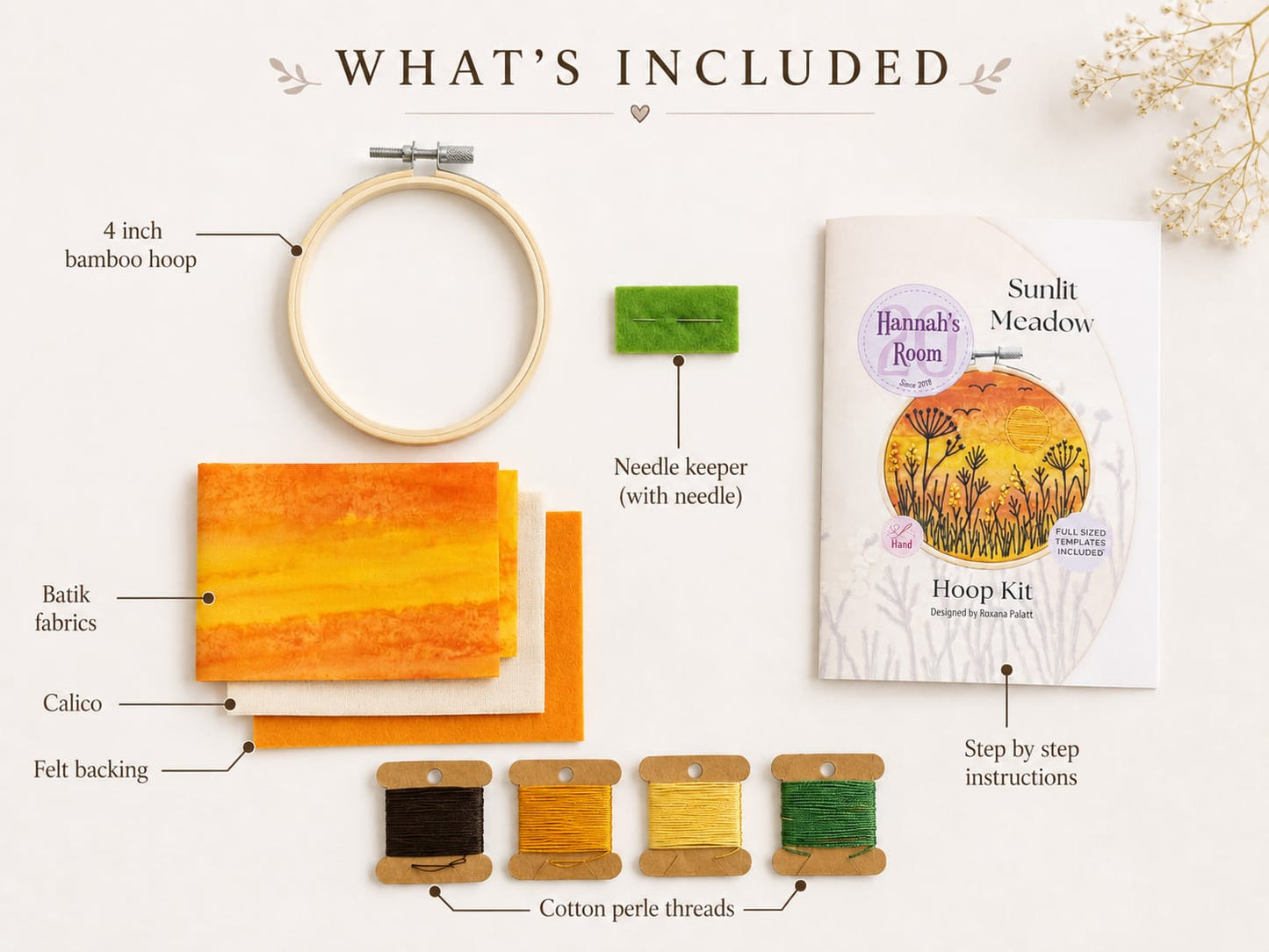 Sunlit Meadow Embroidery Kit, Sunset Wildflower Hoop Kit, Hand Embroidery Kit for Beginners, Nature Stitching Kit, Textile Art Gift