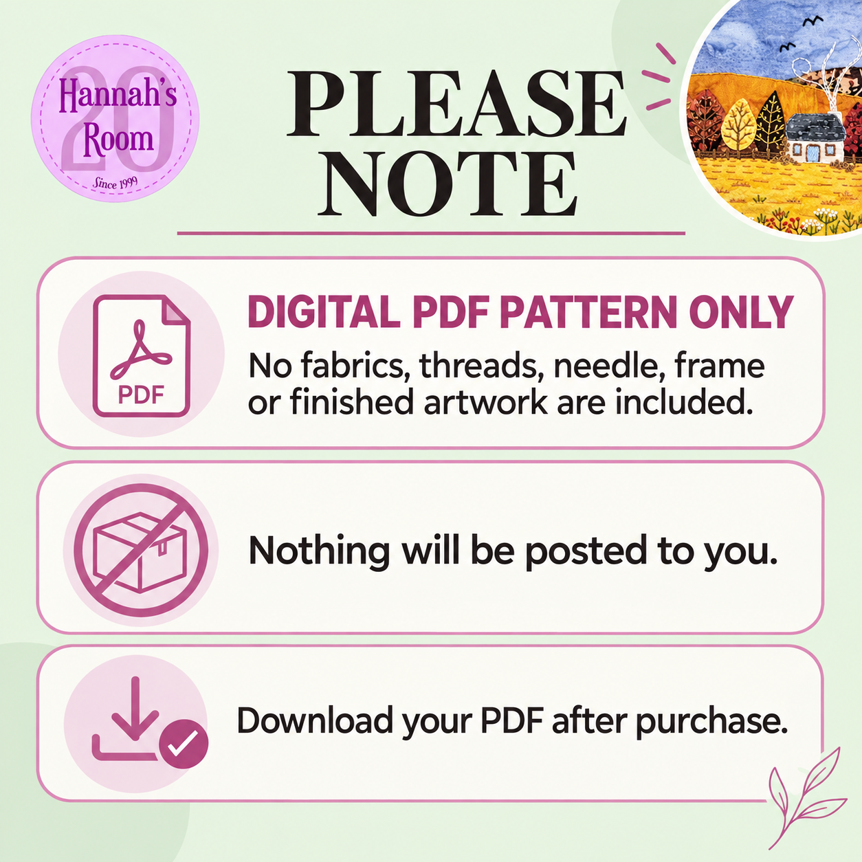 Autumn Cottage Slow Stitch Pattern – Digital Download Pattern Only