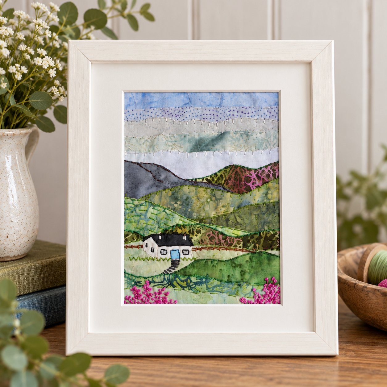 Cottage in the hills Slow Stitch Pattern – Digital Download Pattern Only