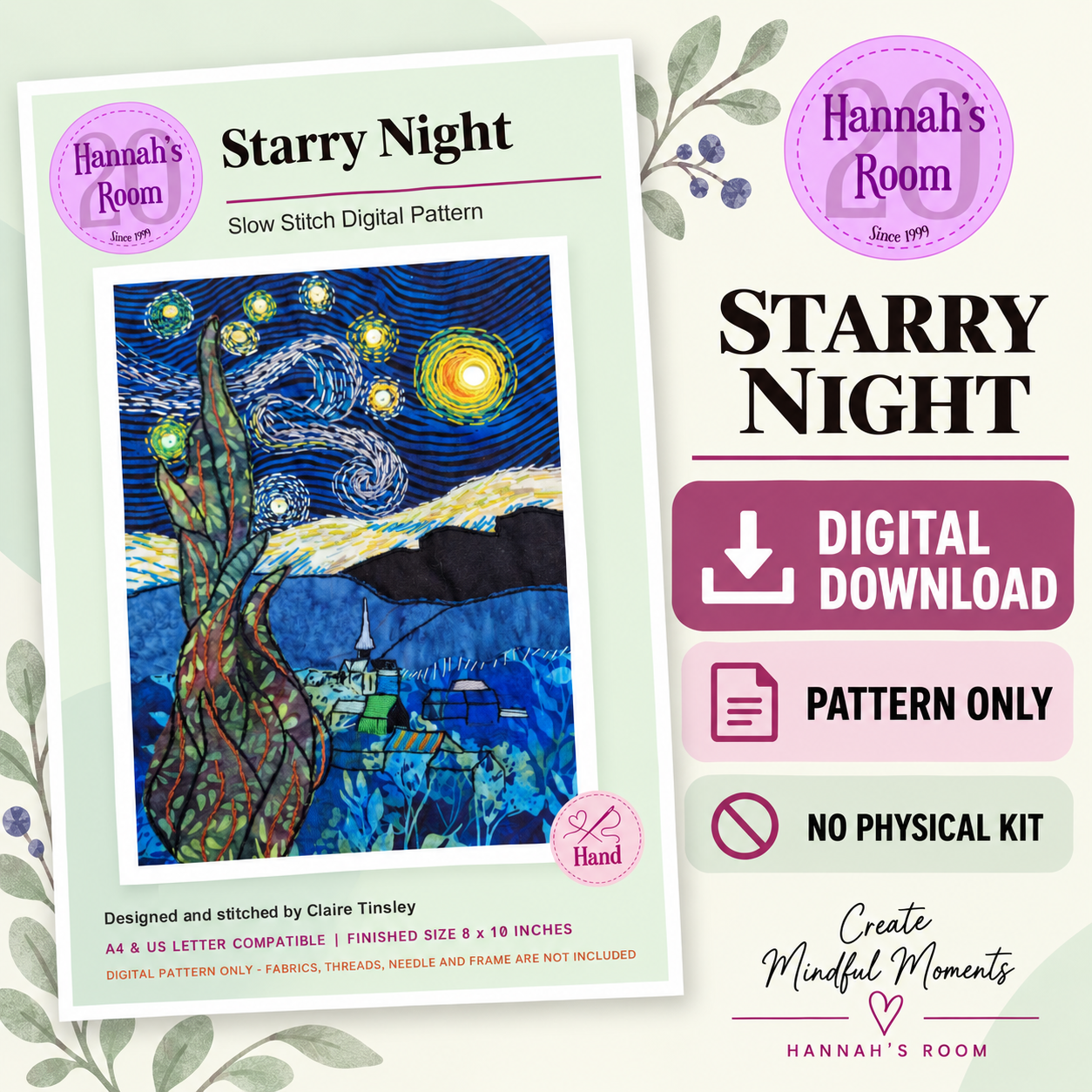 Inspired By Starry Night Slow Stitch Pattern – Digital Download Pattern Only