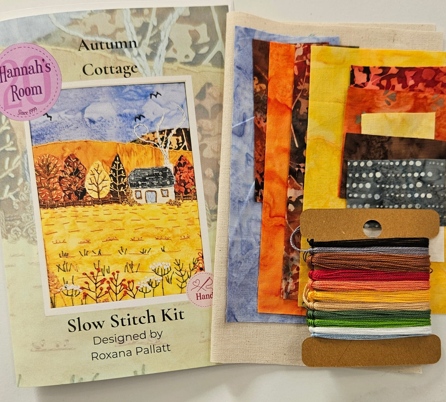 Autumn Cottage Slow Stitch Kit – Hand Embroidery & Fabric Collage Project – DIY Textile Art – Relaxing Mindful Craft Gift