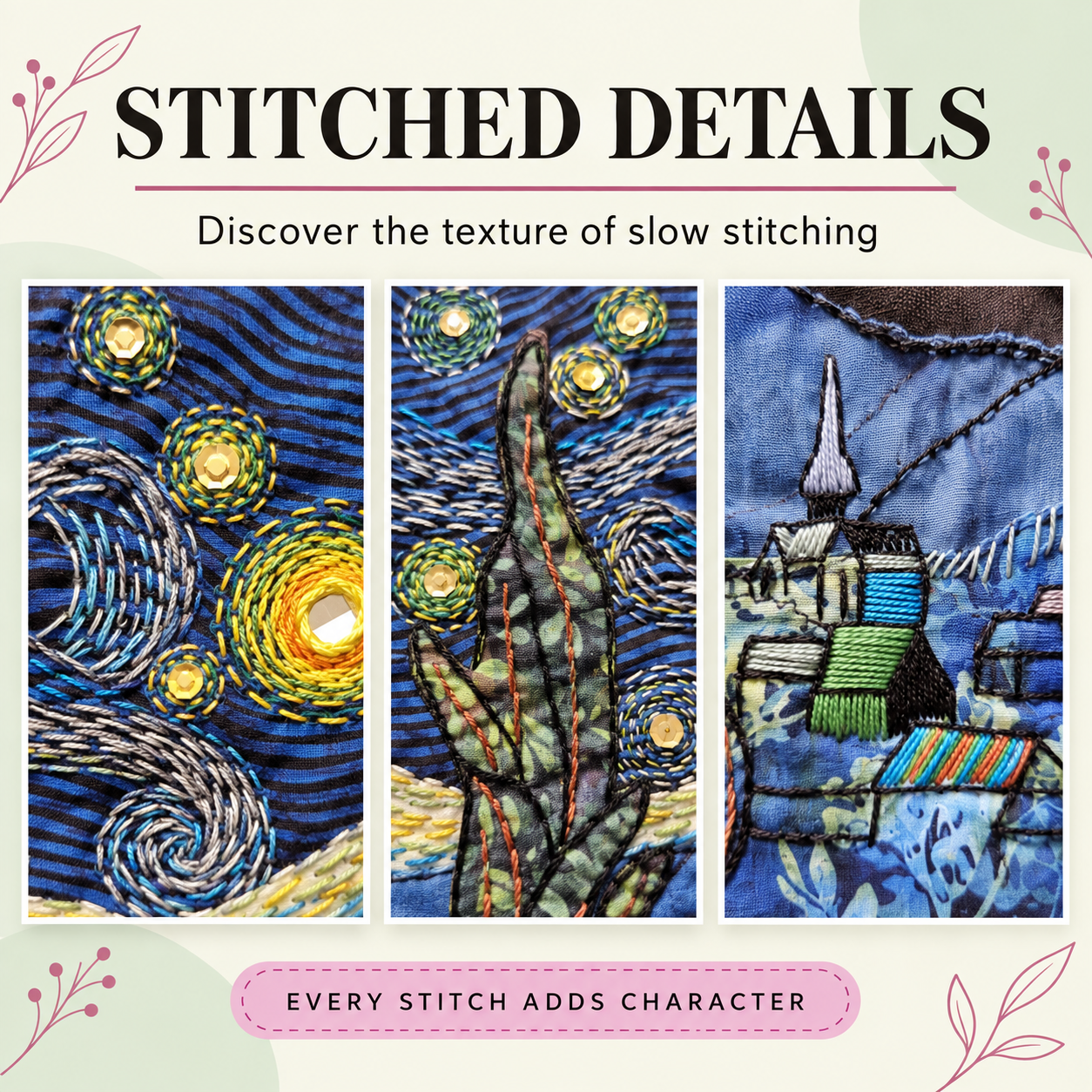 Inspired By Starry Night Slow Stitch Pattern – Digital Download Pattern Only
