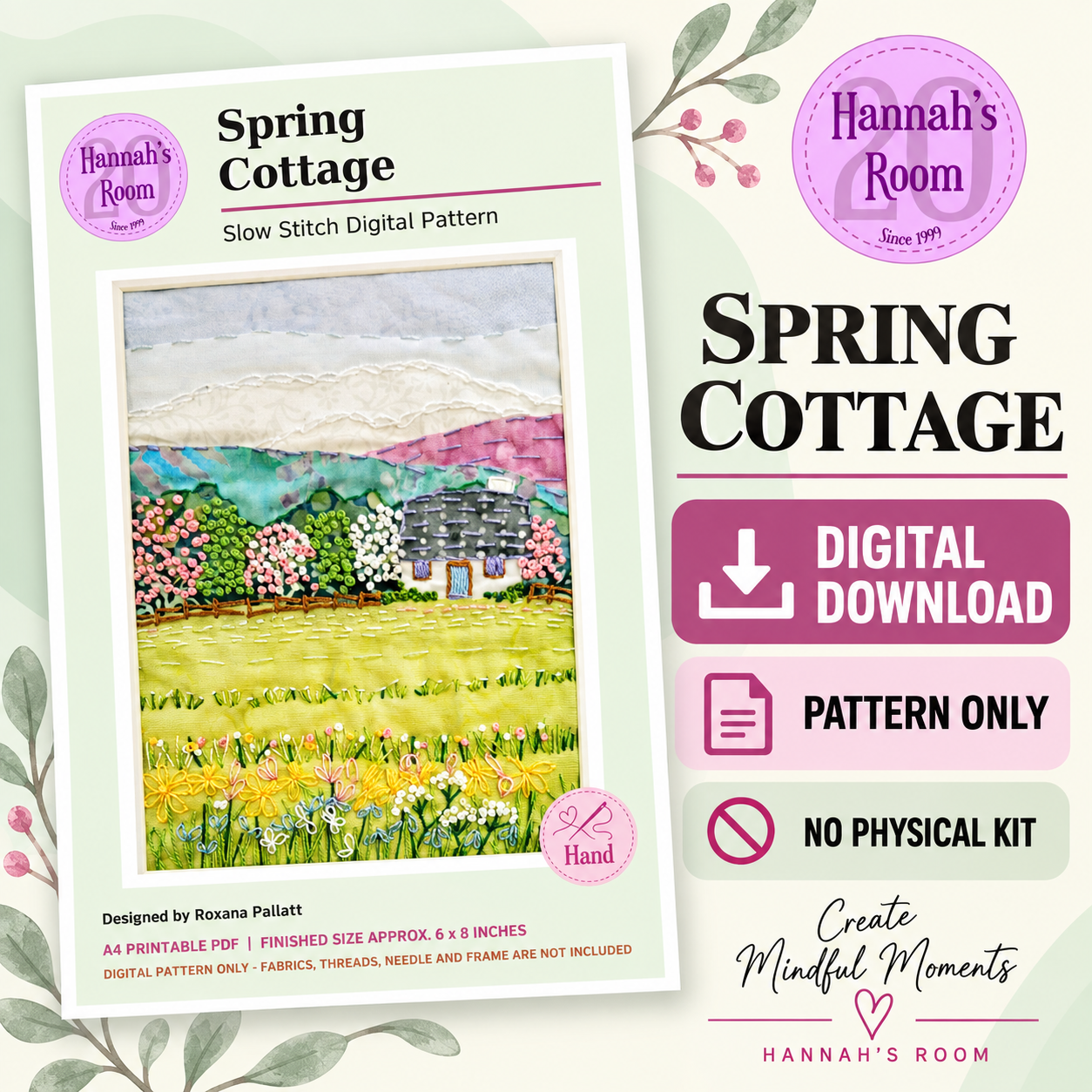 Spring Cottage Slow Stitch Pattern – Digital Download Pattern Only