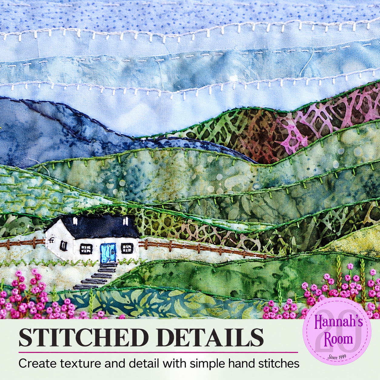 Cottage in the hills Slow Stitch Pattern – Digital Download Pattern Only