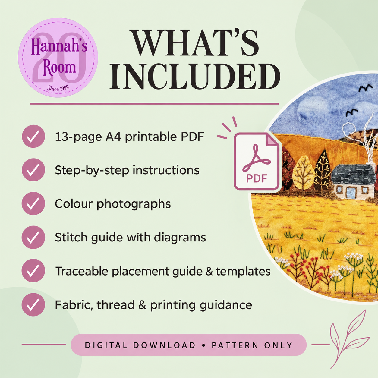 Autumn Cottage Slow Stitch Pattern – Digital Download Pattern Only