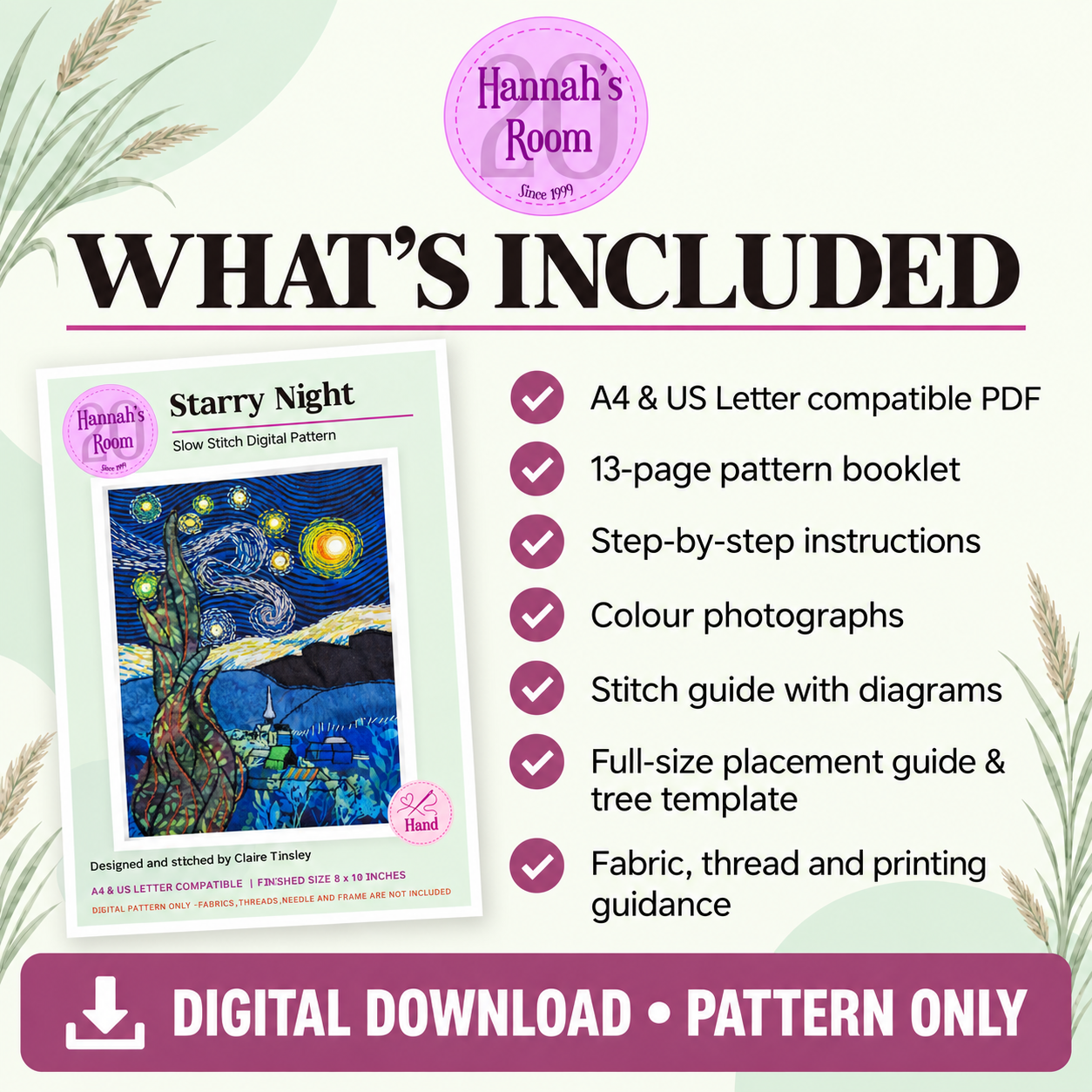 Inspired By Starry Night Slow Stitch Pattern – Digital Download Pattern Only