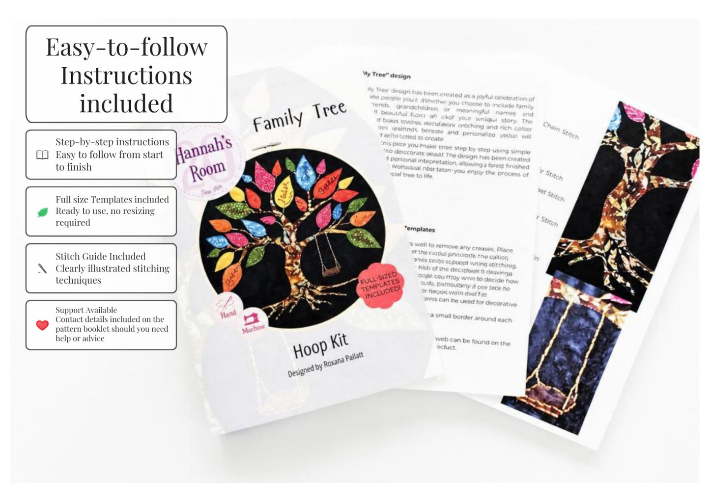 Personalised Family Tree Sewing Kit, Family Tree Embroidery Kit, Textile Art Kit, Family Keepsake Gift, Applique Hoop Craft Kit
