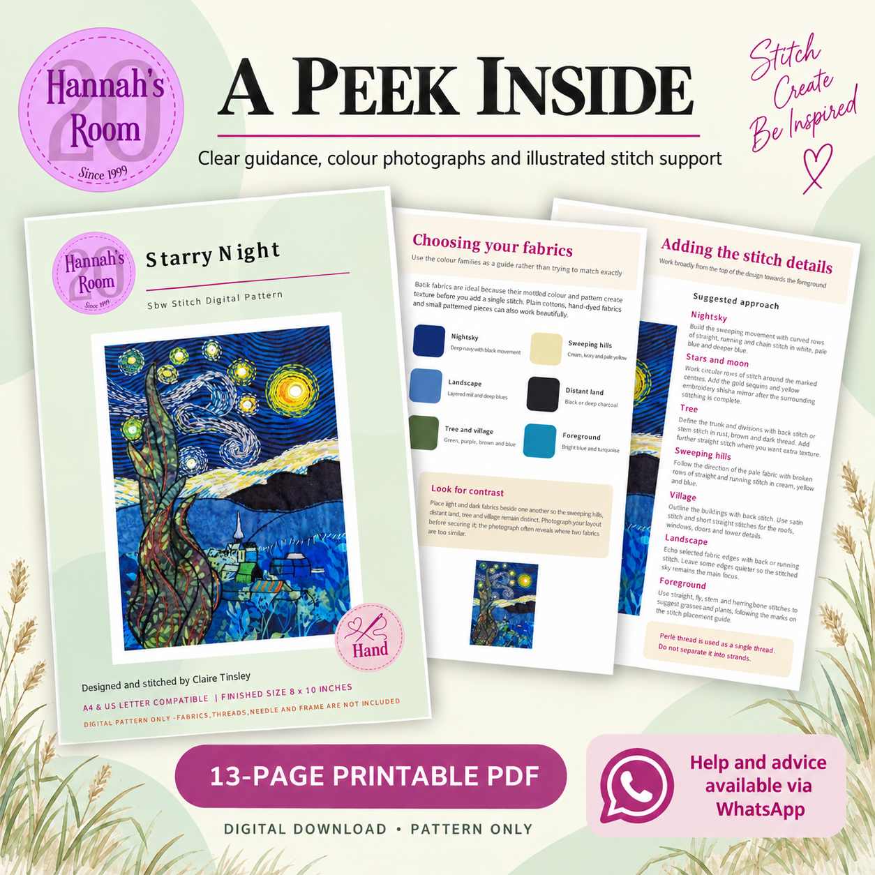 Inspired By Starry Night Slow Stitch Pattern – Digital Download Pattern Only