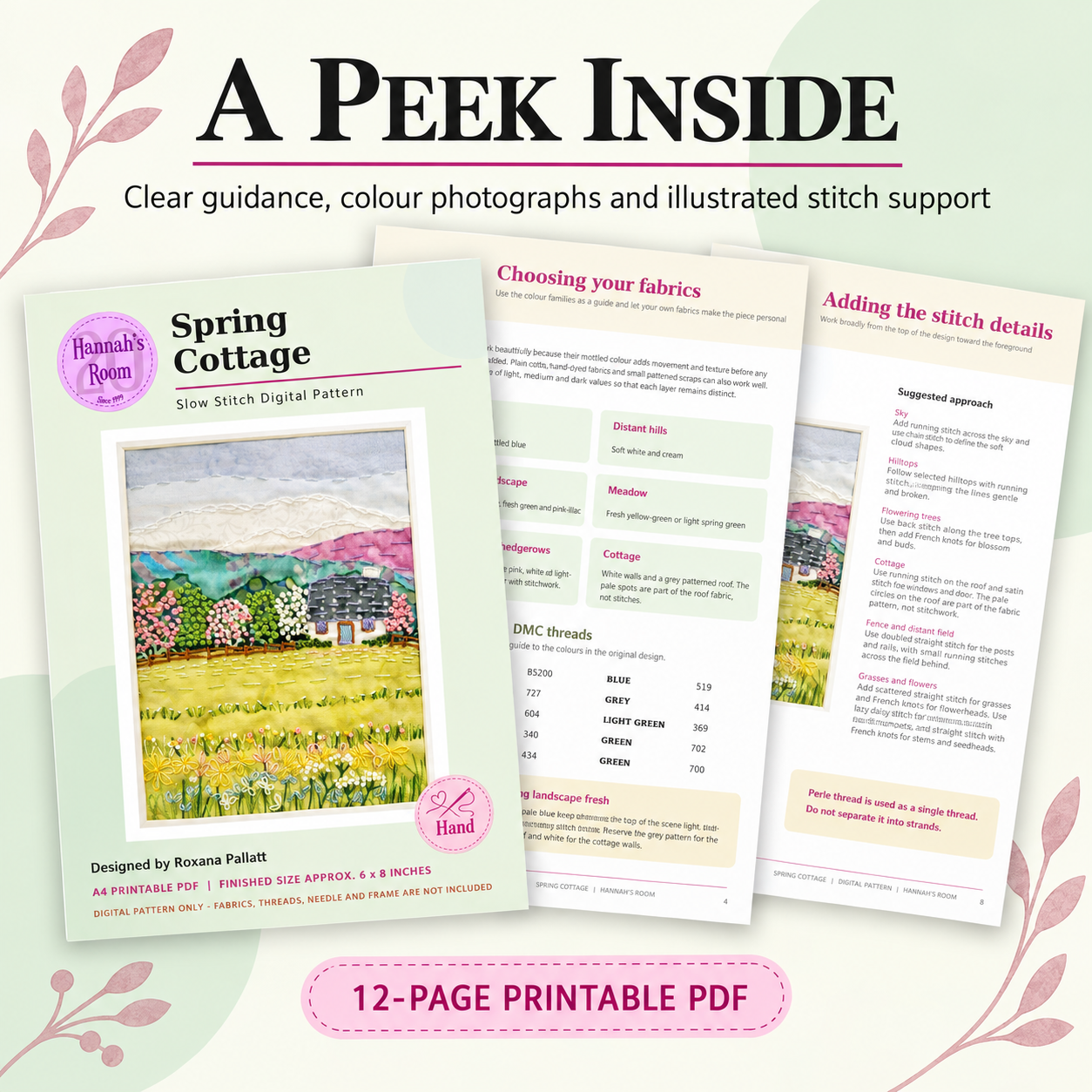 Spring Cottage Slow Stitch Pattern – Digital Download Pattern Only